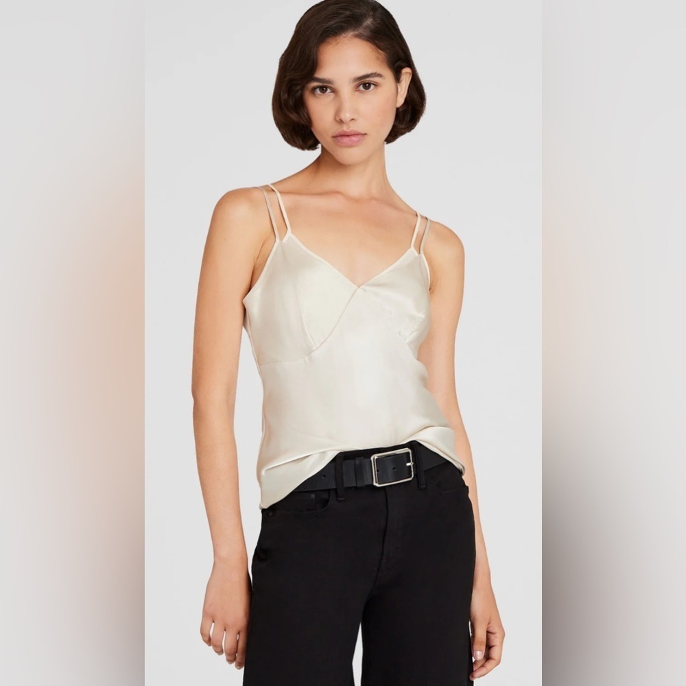 NWT Club Monaco Silk Charmeuse Double-Neckline‎ Cami, Size M